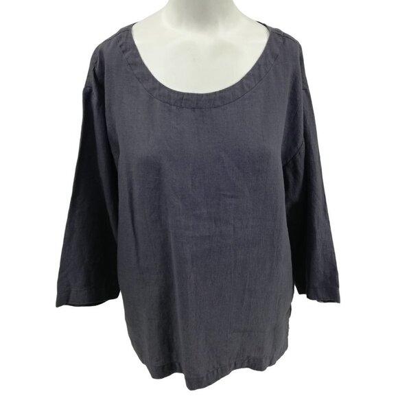Vikolino Tops - Vikolino Gray Linen Lagonlook Pullover Blouse Size S Oversized 3/4 Sleeve Bella